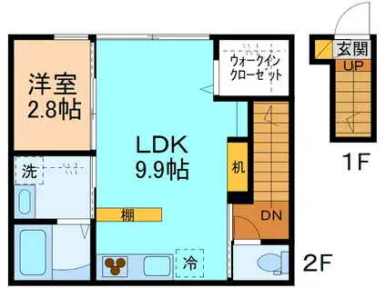 N-FLAT(1LDK/2階)の間取り写真