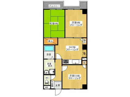 ボヌール青山(3DK/2階)の間取り写真