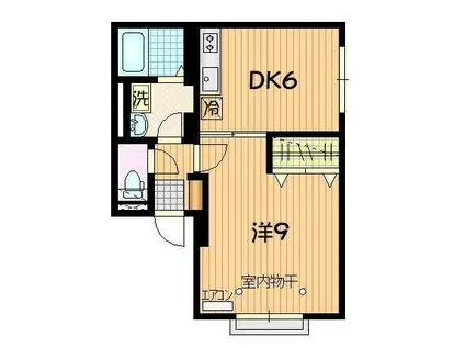 レトア親愛(1DK/2階)の間取り写真