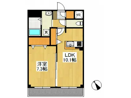 フォブール放駒(1LDK/1階)の間取り写真