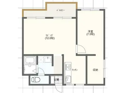 コーポアプリコット(1LDK/2階)の間取り写真