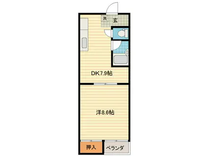 アーバンライフ(1DK/2階)の間取り写真