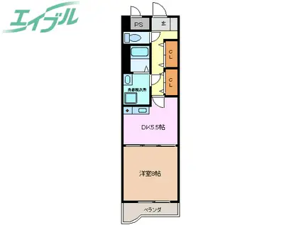 ミカーサ安島(1DK/7階)の間取り写真