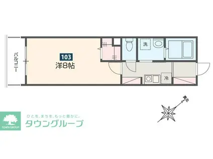 MELDIA鷲宮(1K/1階)の間取り写真