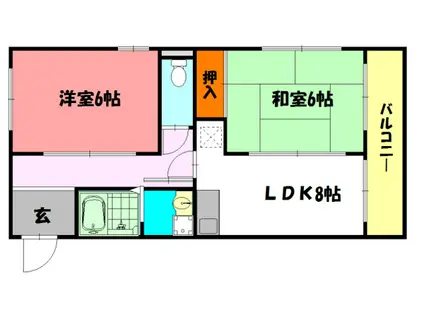 リライズ西明石(2DK/3階)の間取り写真