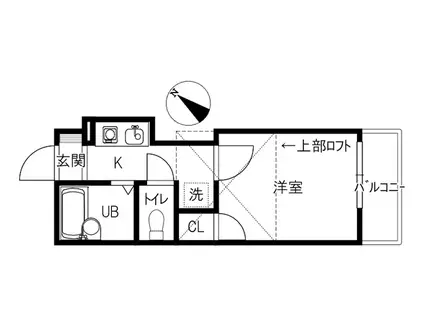テンピオトーレ(1K/2階)の間取り写真