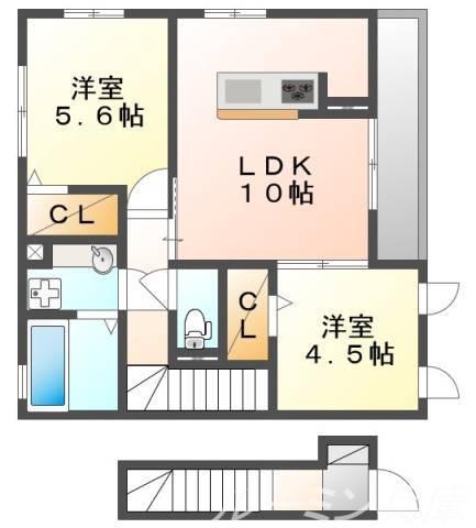 SUMIKA A(2LDK/2階)の間取り写真