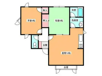 ガーデン川原I(2LDK/2階)の間取り写真