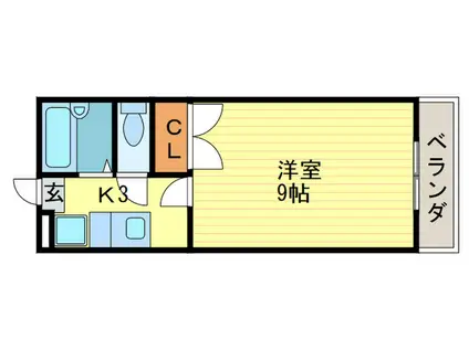 コモド嵯峨(1K/2階)の間取り写真