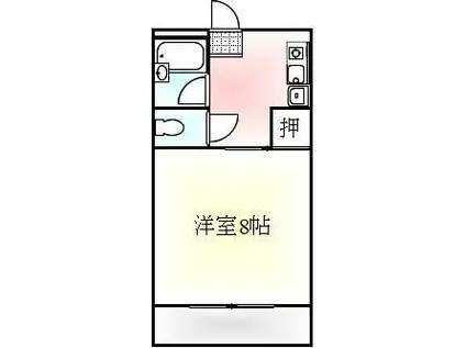 エルソルSHIDO(1K/1階)の間取り写真