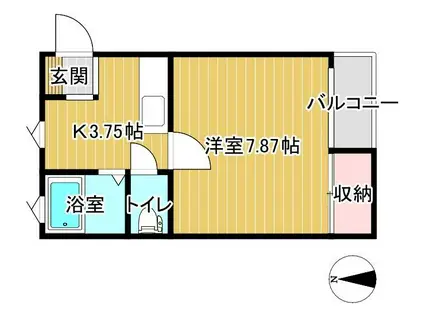 JR東北本線 花巻駅 徒歩27分 2階建 築29年(1K/1階)の間取り写真
