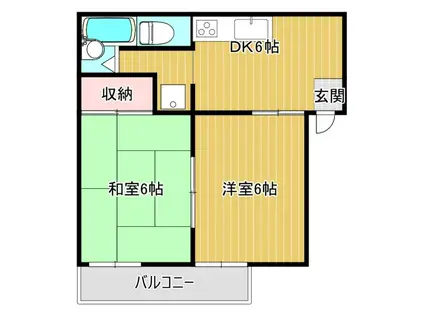 ハイツKM I(2DK/1階)の間取り写真