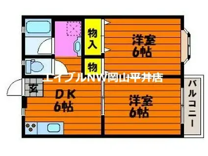 エメラルドコートB(2DK/1階)の間取り写真