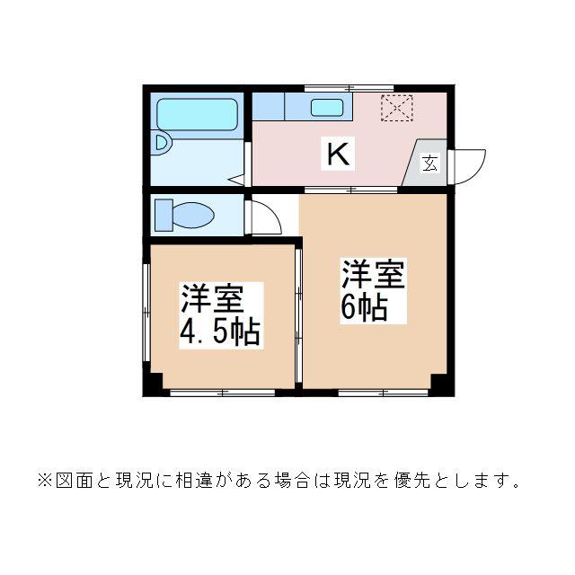 コーポノモトC棟(2K/3階)の間取り写真