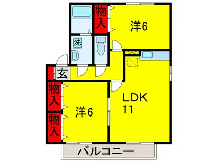 和楽ニシキ(2LDK/1階)の間取り写真