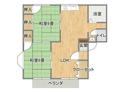 クレストハウス(2LDK/1階)の間取り写真