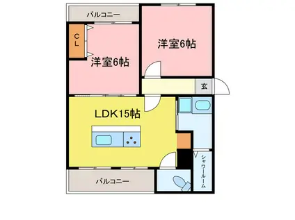 サニースクエア阿南(2LDK/3階)の間取り写真