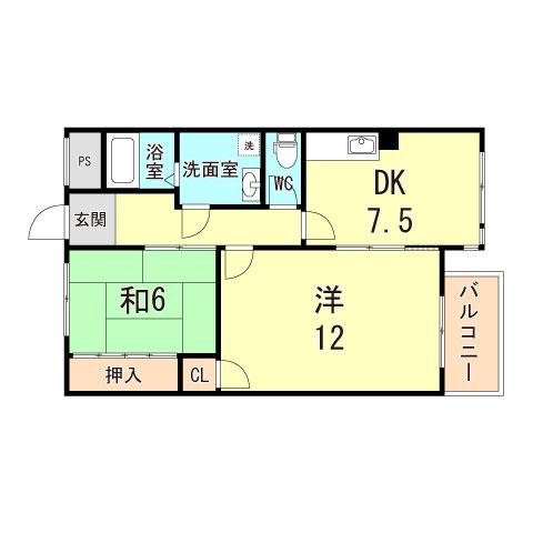 アルテメゾンII番館(3DK/1階)の間取り写真