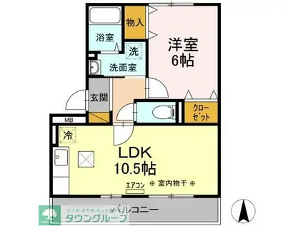 グランド・ソレーユII(1LDK/1階)の間取り写真