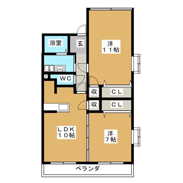 マ・メゾンYO(2LDK/1階)の間取り写真