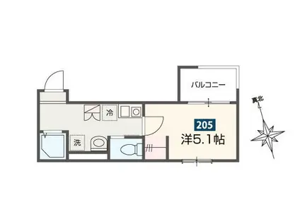 MELDIA南浦和IV(1K/2階)の間取り写真