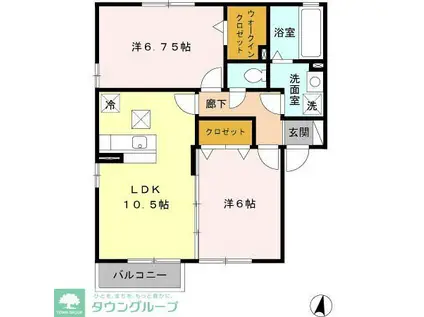 サニーハウスA(2LDK/1階)の間取り写真