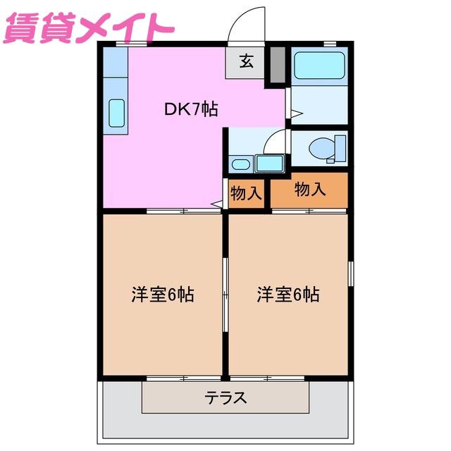 SUN SIESTA NOMACHI I(2DK/1階)の間取り写真