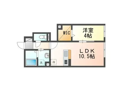 DーROOM高良(1LDK/1階)の間取り写真