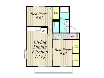 ボナールハウスI(2LDK/2階)の間取り写真