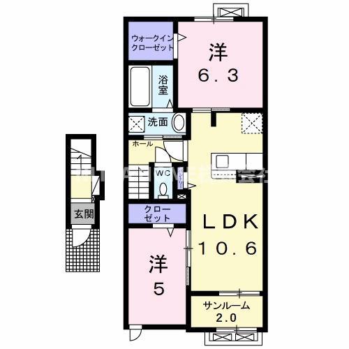 メゾン・シャトンII(2LDK/2階)の間取り写真