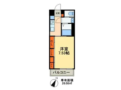 MAISON ENSOLEILLEE MATSUDO(1K/1階)の間取り写真