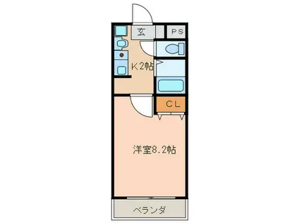 クレセント(1K/1階)の間取り写真