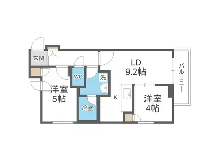 クラッセ札幌シティアクシア・ノーステラス(2LDK/4階)の間取り写真