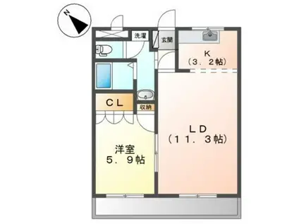 エンジョイライフ(1LDK/3階)の間取り写真