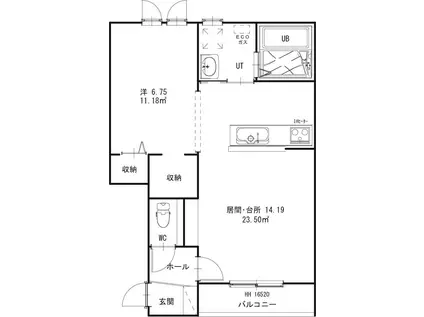FADDISH(1LDK/2階)の間取り写真