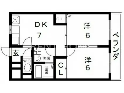 ロイヤルハイツ高井田(2DK/8階)の間取り写真
