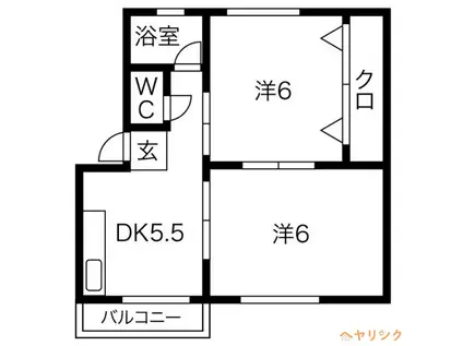 シャルマン松坂(2DK/2階)の間取り写真