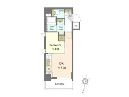 SHOKEN RESIDENCE西馬込(1DK/4階)の間取り写真