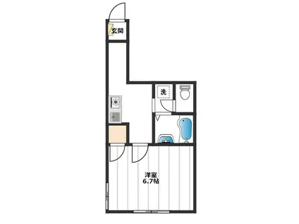 SKヒルズII(1K/1階)の間取り写真