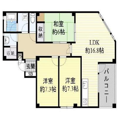 シオンズガーデン花川(3LDK/1階)の間取り写真