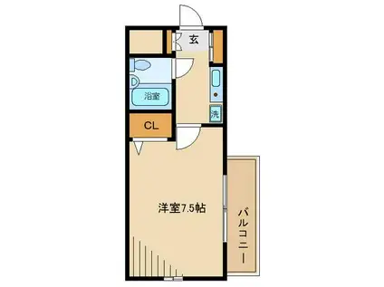 ライオンズマンション府中桜通(1K/4階)の間取り写真