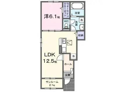 メゾンシュエットII(1LDK/1階)の間取り写真