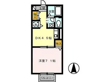 リバーサイド33(1DK/1階)の間取り写真