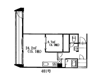 ハイ・マウントビル(1LDK/4階)の間取り写真