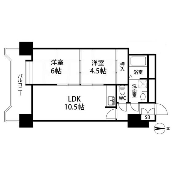 リエス榴ヶ岡(2LDK/4階)の間取り写真
