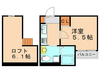 RIDEII(1K/2階)の間取り写真