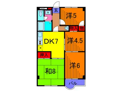 ファインクロス五番館(4DK/2階)の間取り写真