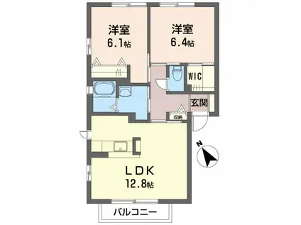 シャーメゾン洛陽(2LDK/1階)の間取り写真