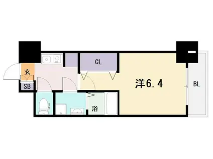 SーRESIDENCE小阪AZURE(1K/9階)の間取り写真