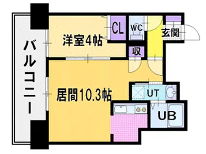 パークアクシス新札幌(1LDK/6階)の間取り写真